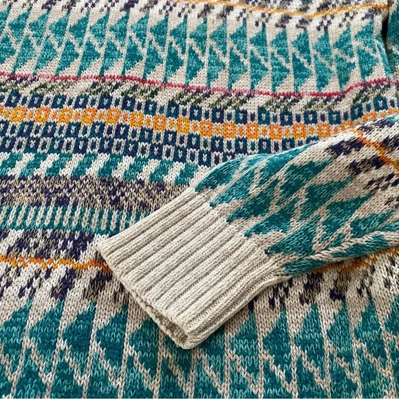 Men’s Vintage Sweater Graphix Aztec Western Crew Neck 100% cotton Sz Large - Picture 4 of 7